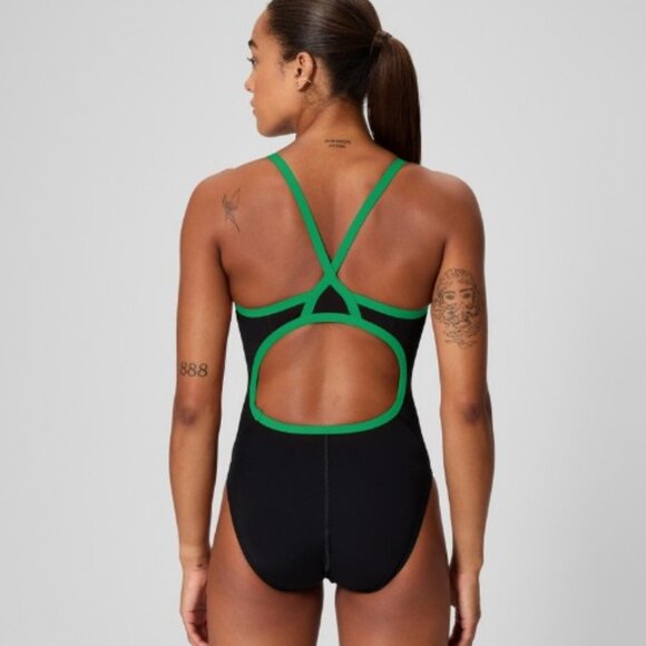SPEEDO "Endurance+" Flyback Training One Piece Black/Green - Picture 3 of 11